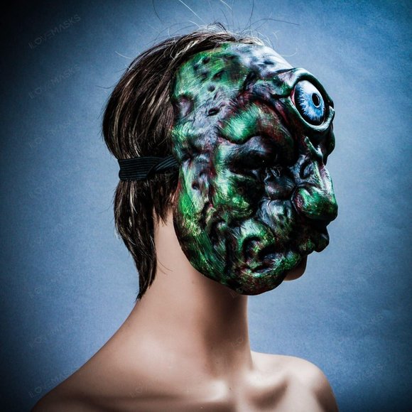 Halloween Horror Monster One-Eyed Party Mask Green - Picture 8 of 8